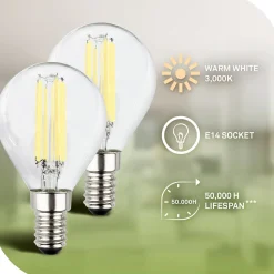 LED-lamppu pudotus E14 4W kirkas 3000K 840lm EEK A 2er