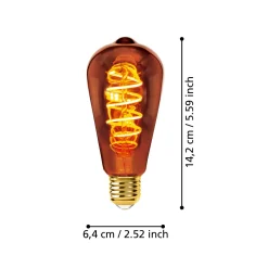 LED-lamppu ST64 E27 4W 2 000 K filament kupari