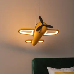LED-lastenhuoneen riippuvalo Fokker, keltainen Pituus 46 cm Metalli