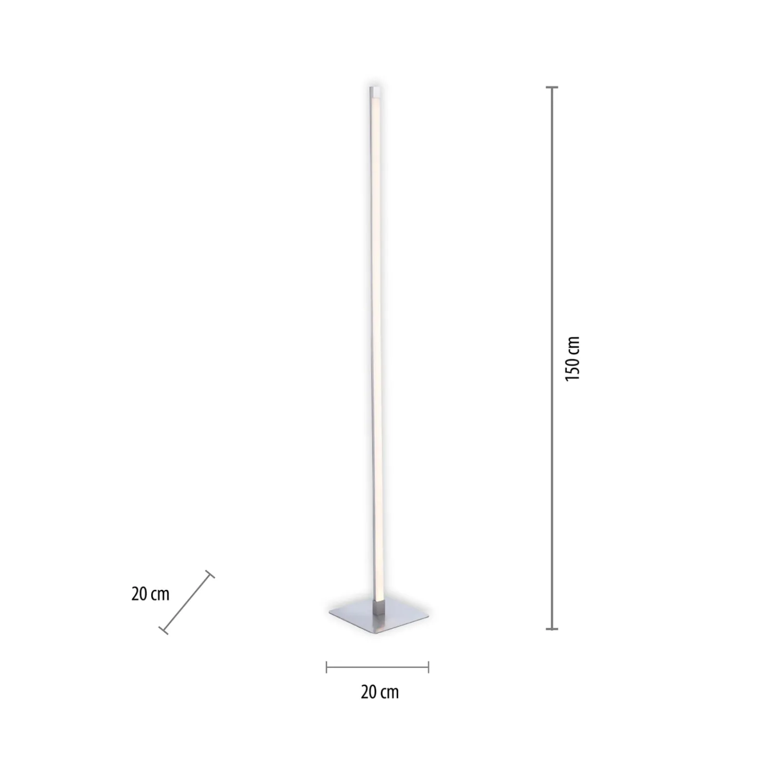 LED-lattiavalaisin Bella, suora, neliskanttinen jalusta, terästä