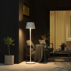 LED-lattiavalaisin Pomezia ulkokäyttöön USB, valk.