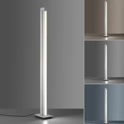 LED-lattiavalaisin PURE Lines, hopea, kaukosäädin, 140 cm