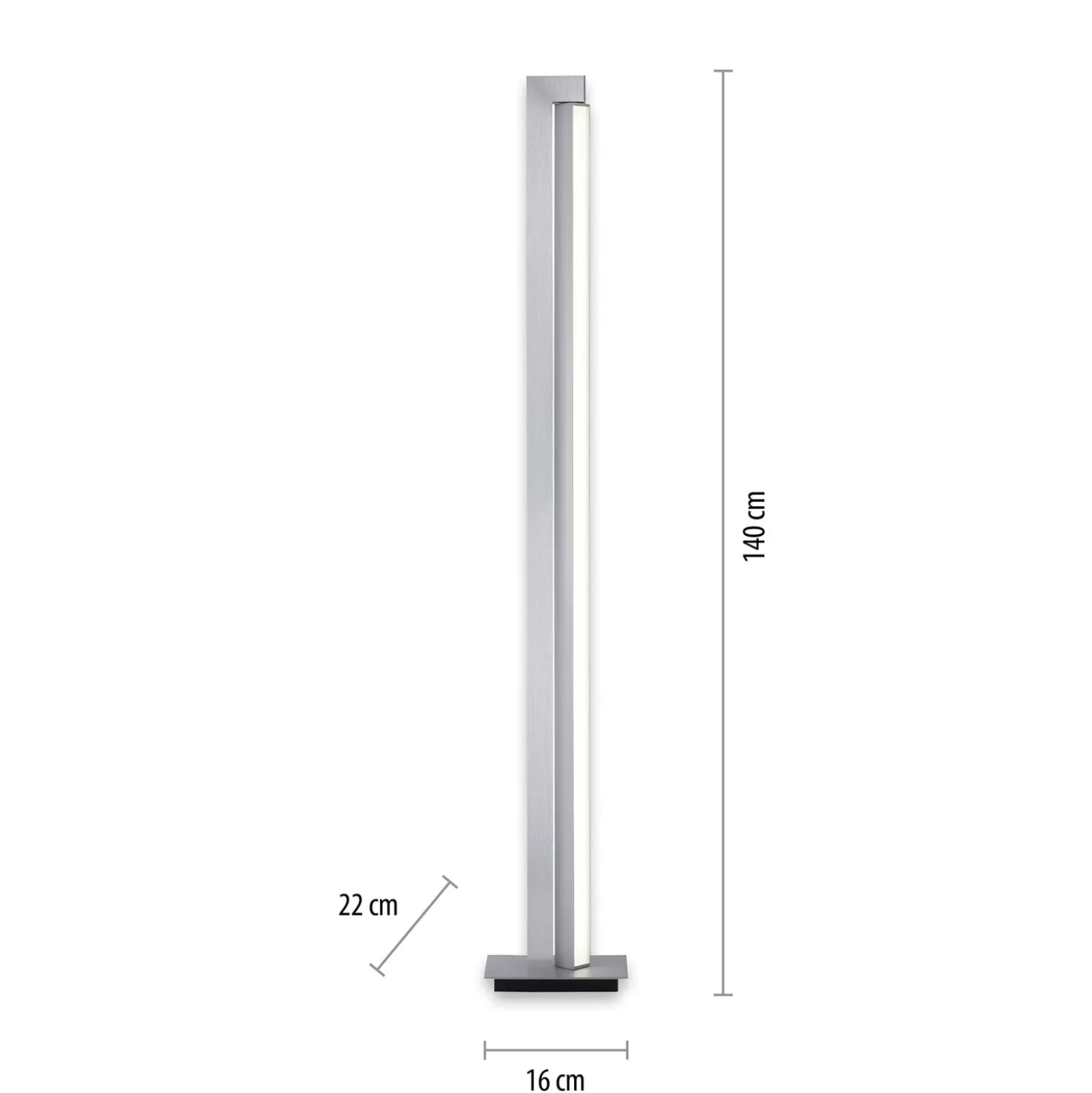 LED-lattiavalaisin PURE Lines, hopea, kaukosäädin, 140 cm
