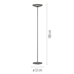 LED-lattiavalaisin PURE Moon, platina, savulasi, 180 cm