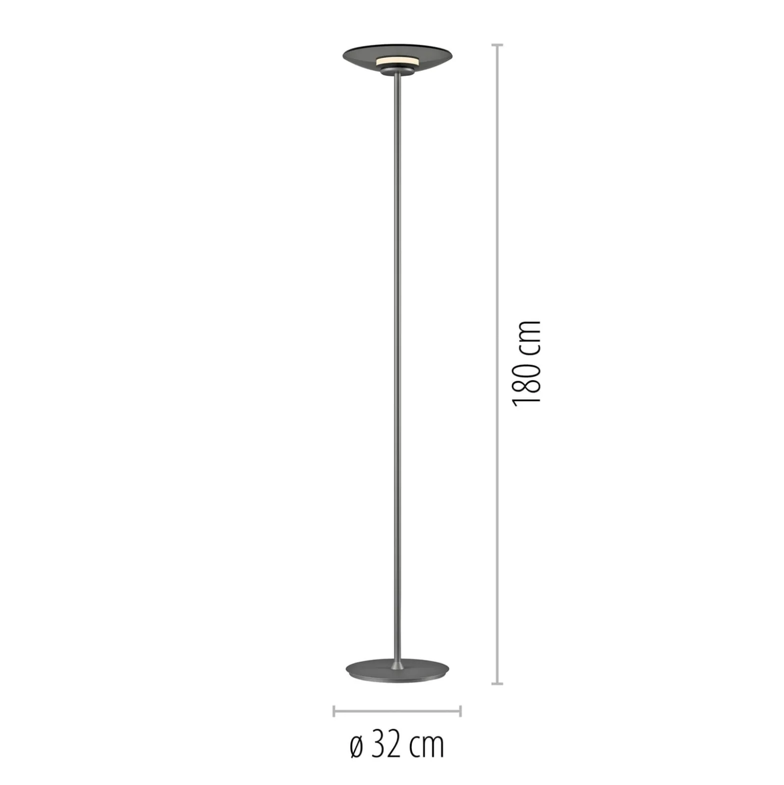 LED-lattiavalaisin PURE Moon, platina, savulasi, 180 cm