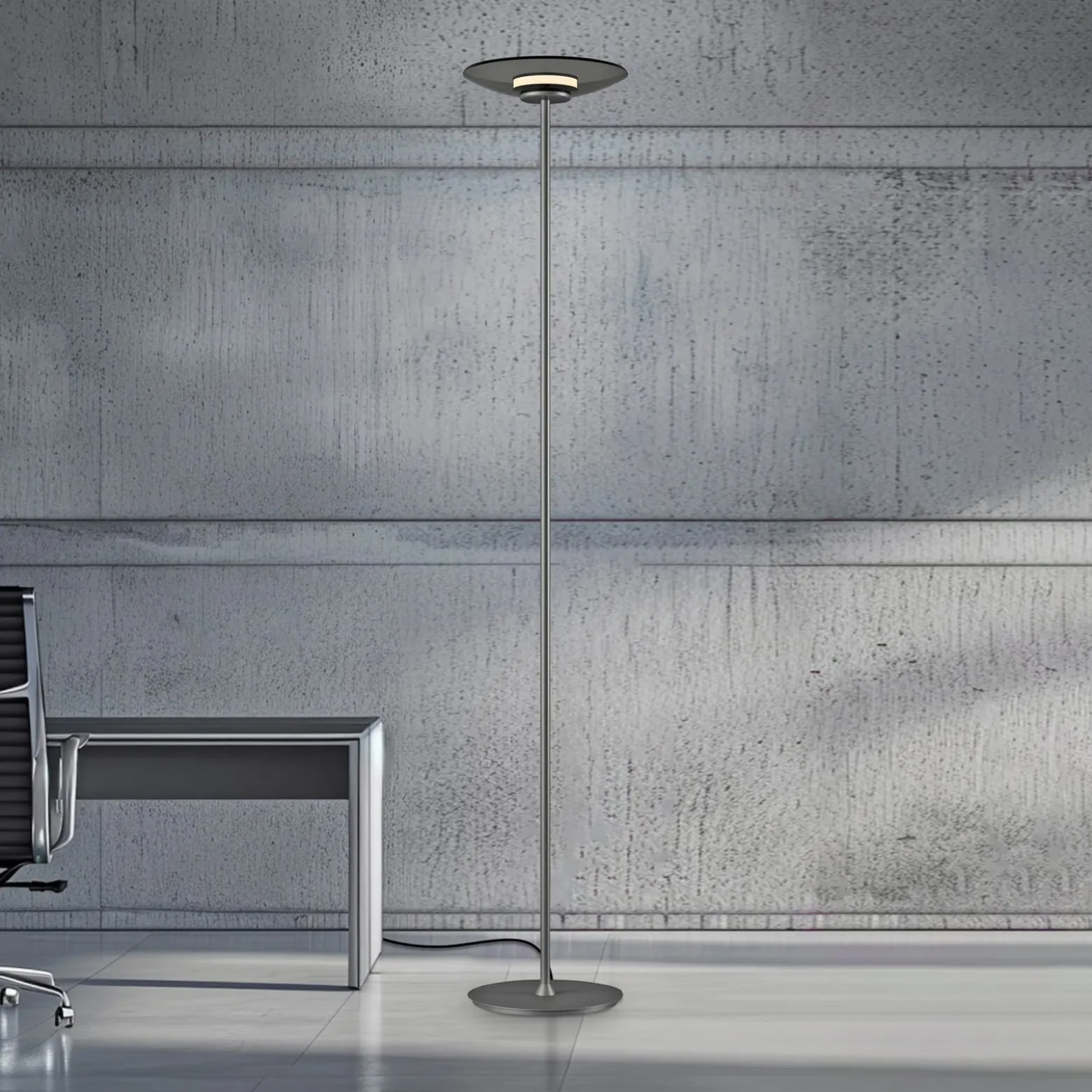 LED-lattiavalaisin PURE Moon, platina, savulasi, 180 cm