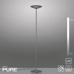 LED-lattiavalaisin PURE Moon, platina, savulasi, 180 cm