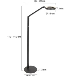LED-lattiavalaisin Ringlux, musta, metalli, säädettävä