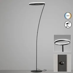 LED-lattiavalaisin Sirko, hiekkamusta, korkeus 177 cm, metalli, CCT