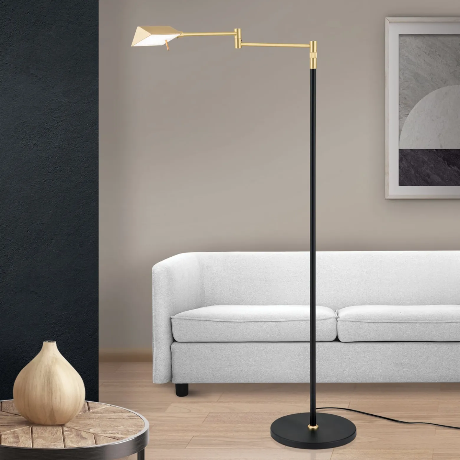 LED-lattiavalo Boston, Touch-Dim, musta/messinki
