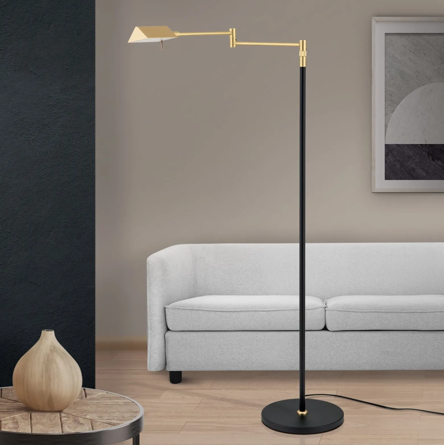 LED-lattiavalo Boston, Touch-Dim, musta/messinki