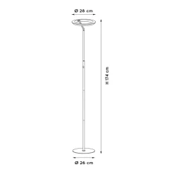 LED-lattiavalo Celeste, musta, korkeus 174 cm, metalli