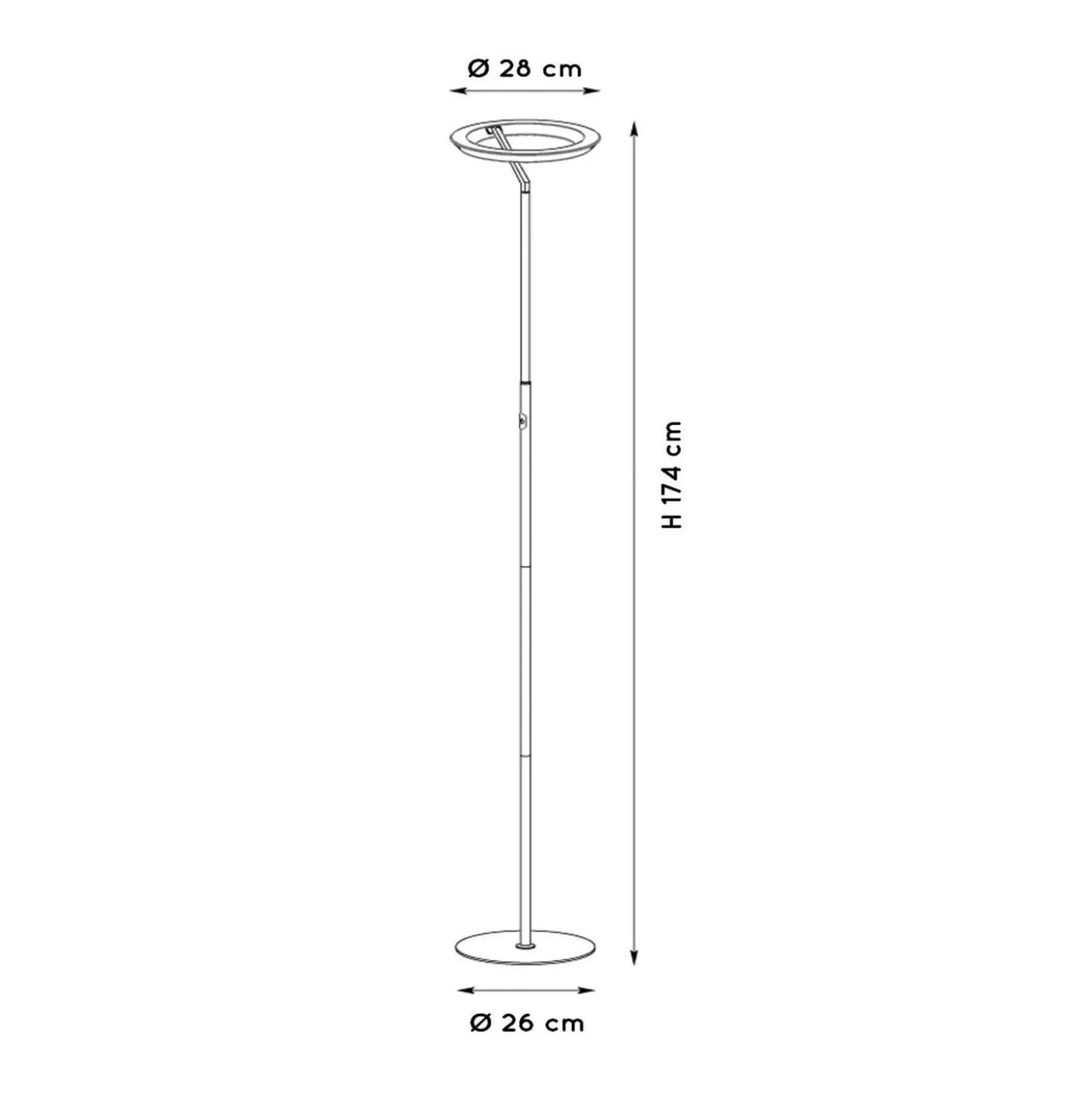 LED-lattiavalo Celeste, valkoinen, korkeus 174 cm, metalli