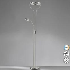 LED-lattiavalo Davos, nikkelivärinen, korkeus 180 cm, 2-lamppuinen, CCT