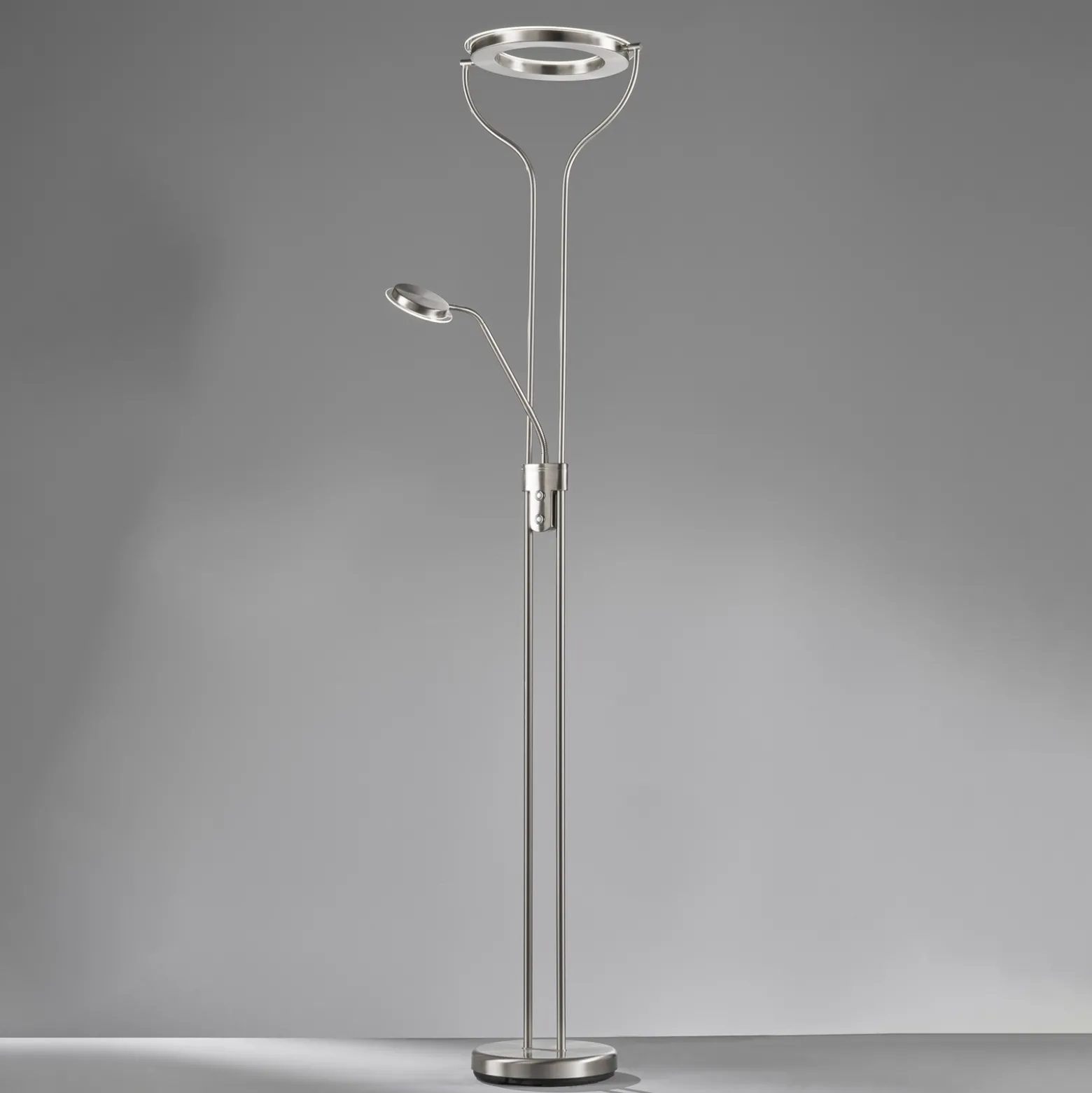 LED-lattiavalo Davos, nikkelivärinen, korkeus 180 cm, 2-lamppuinen, CCT