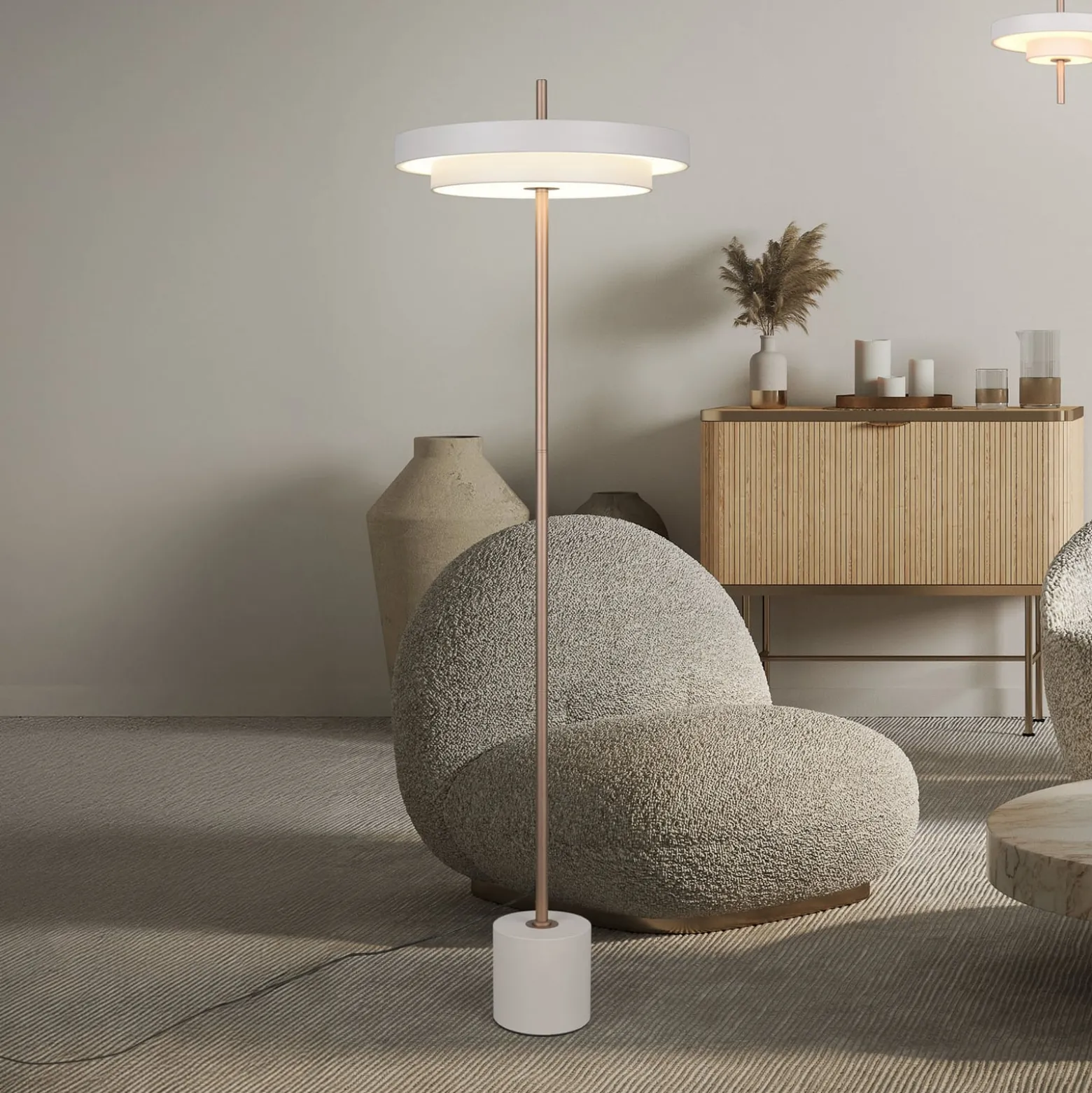 LED-lattiavalo Keaton, vaaleanharmaa, korkeus 138 cm, metalli, CCT