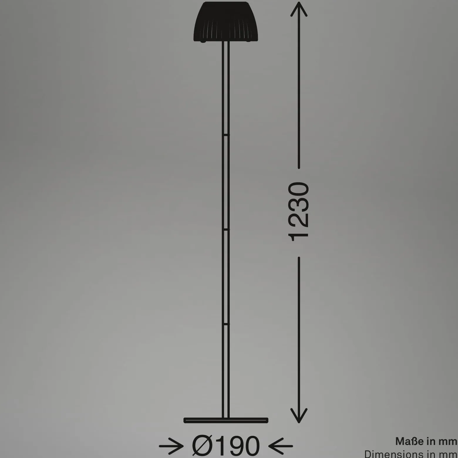LED-lattiavalo Loca, antrasiitti, korkeus 123 cm muovi/metalli