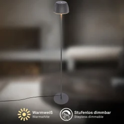 LED-lattiavalo Loca, antrasiitti, korkeus 123 cm muovi/metalli