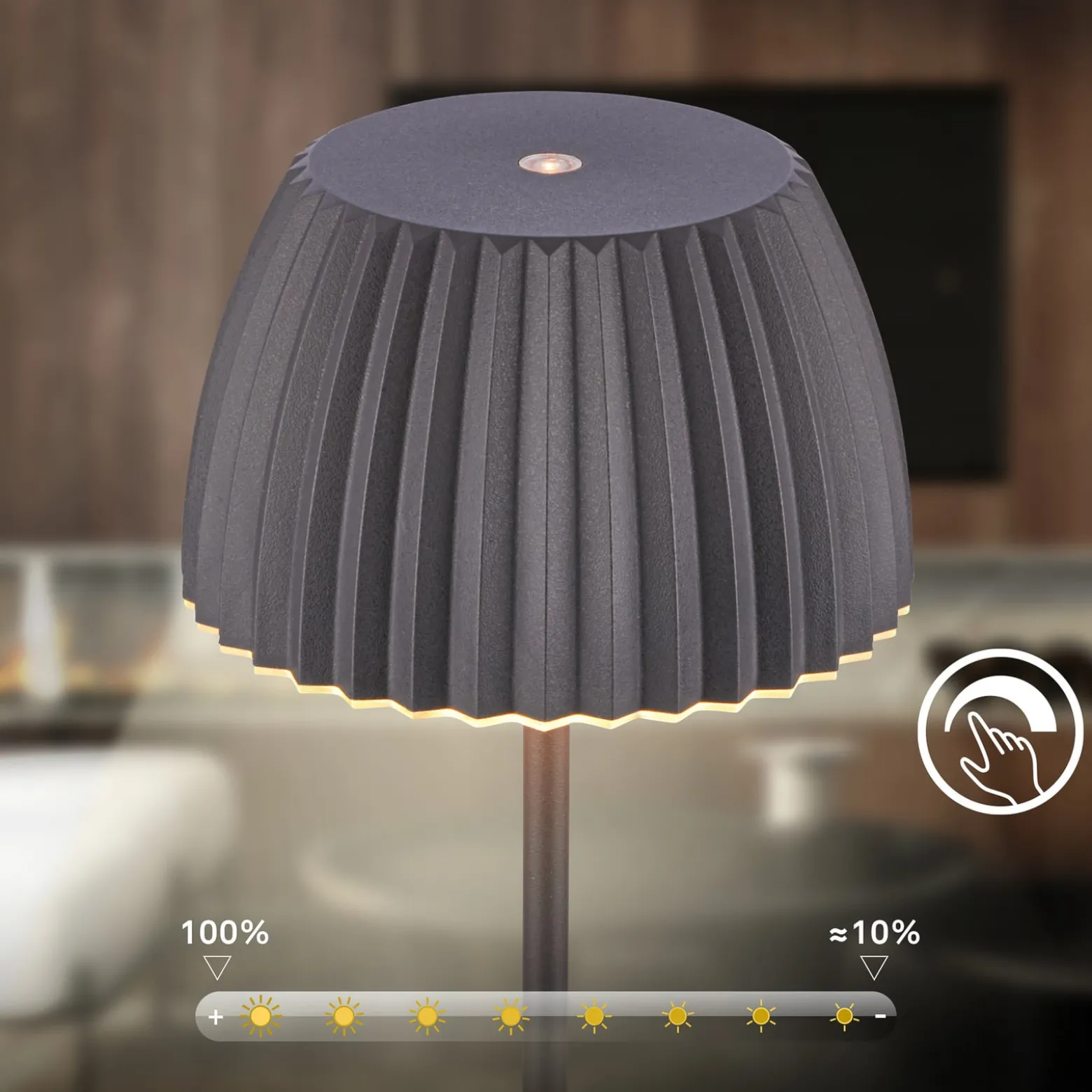 LED-lattiavalo Loca, antrasiitti, korkeus 123 cm muovi/metalli
