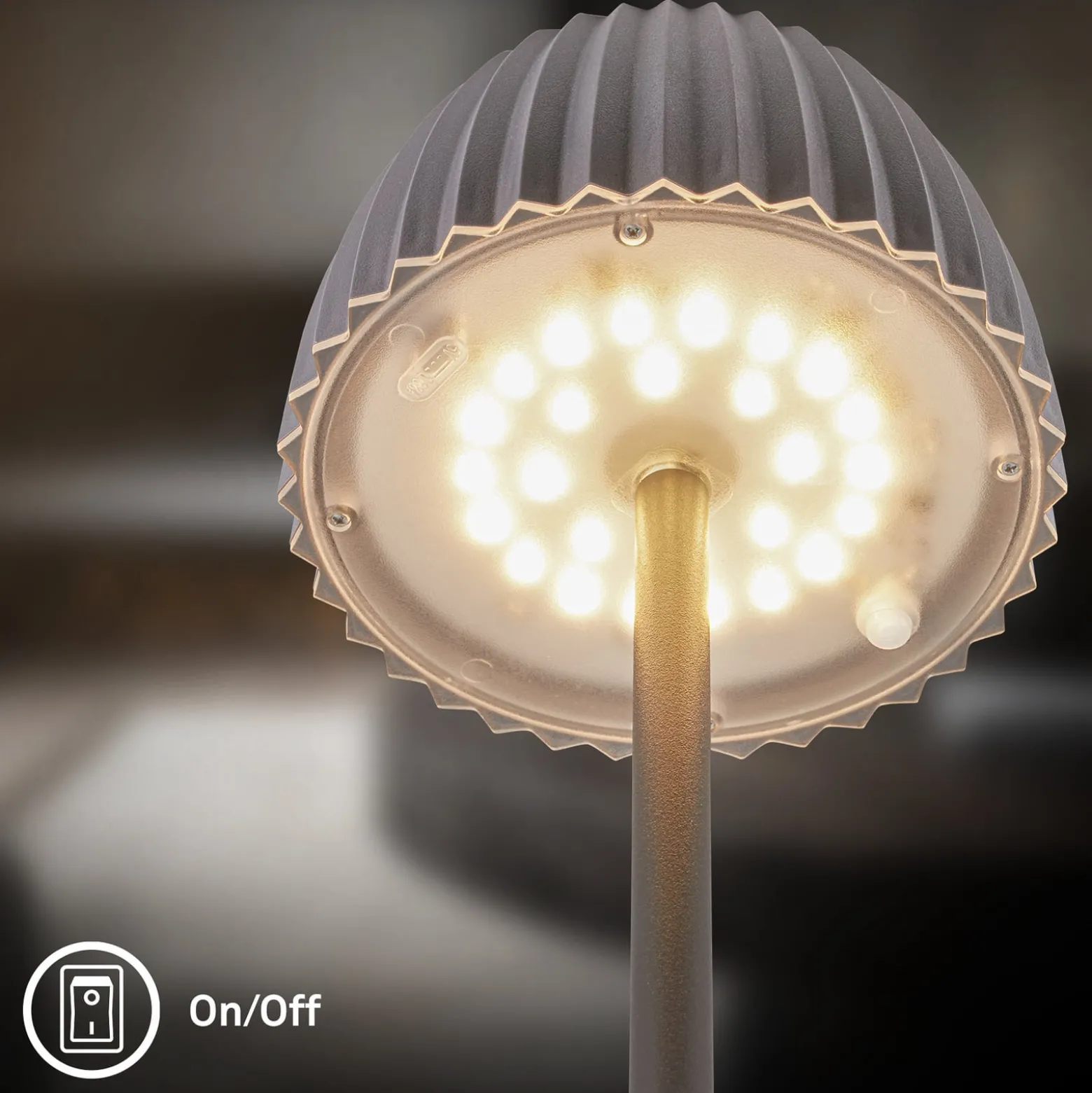 LED-lattiavalo Loca, antrasiitti, korkeus 123 cm muovi/metalli