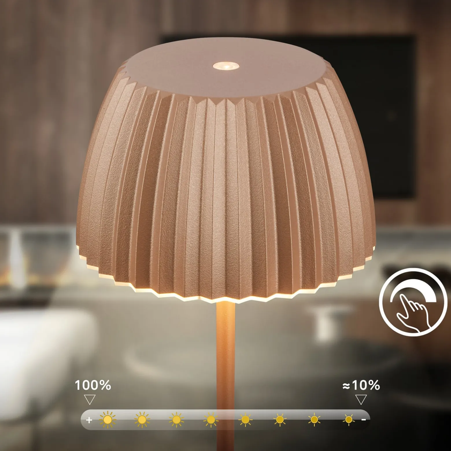 LED-lattiavalo Loca, ruskea, korkeus 123 cm, muovi/metalli