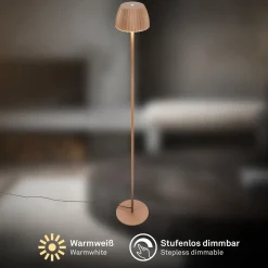 LED-lattiavalo Loca, ruskea, korkeus 123 cm, muovi/metalli