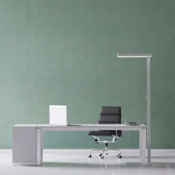 LED-lattiavalo MAULjaval, hopeanvärinen, 196 cm, himmennettävä jalusta