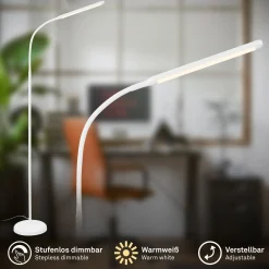 LED-lattiavalo Mura, valkoinen, korkeus 170 cm, metalli, kosketusohjain