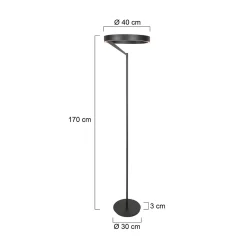 LED-lattiavalo Mykty, musta, korkeus 170 cm, metalli 2-lamppuinen CCT