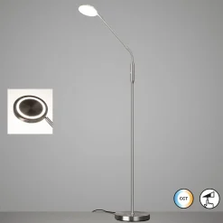 LED-lattiavalo Sorento nikkeli, korkeus 138 cm, CCT, kosketusdimmeri