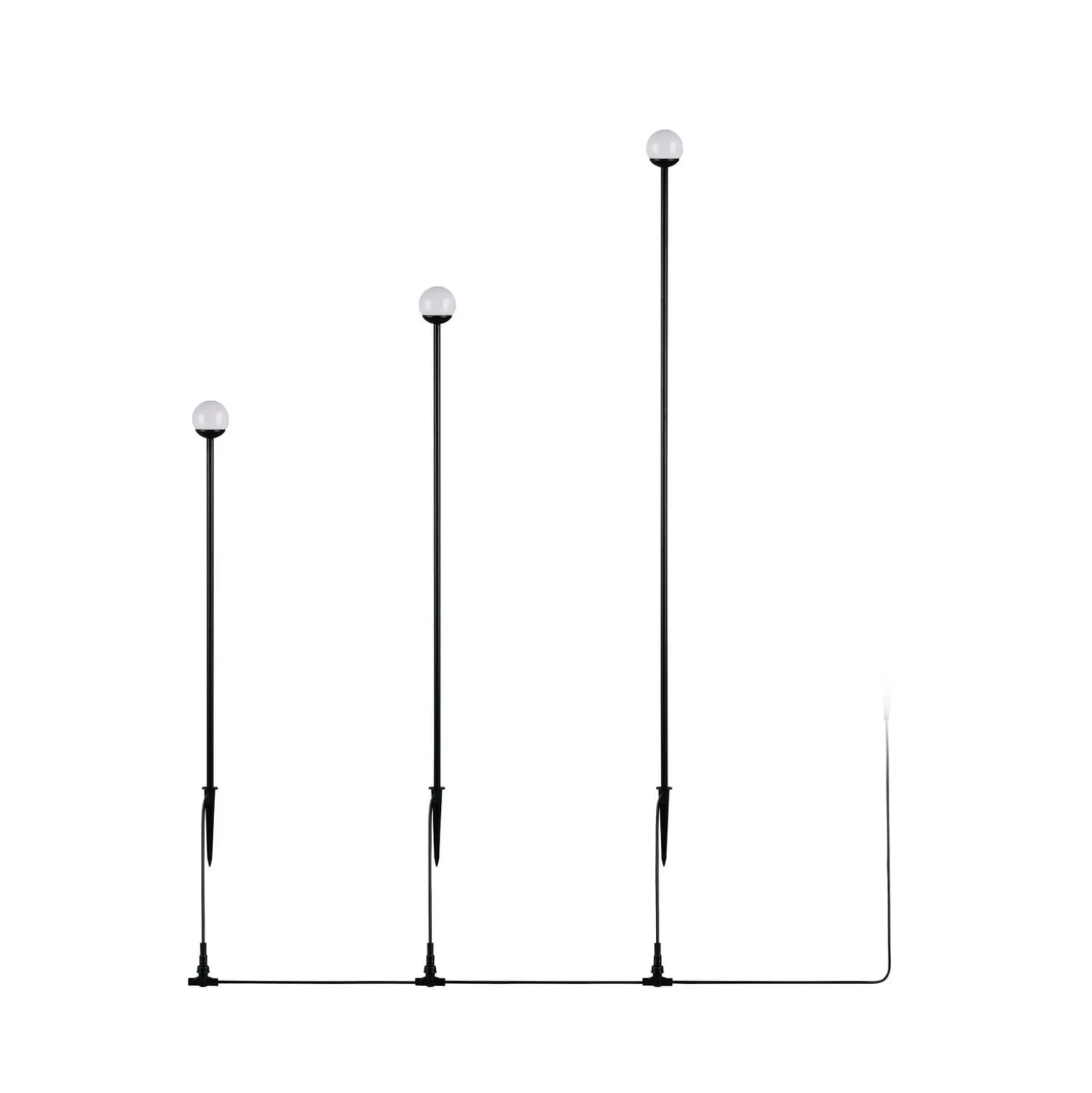 LED-maapiikkivalaisin SCOOP, musta, 3-lamppuinen, IP44, pistoke