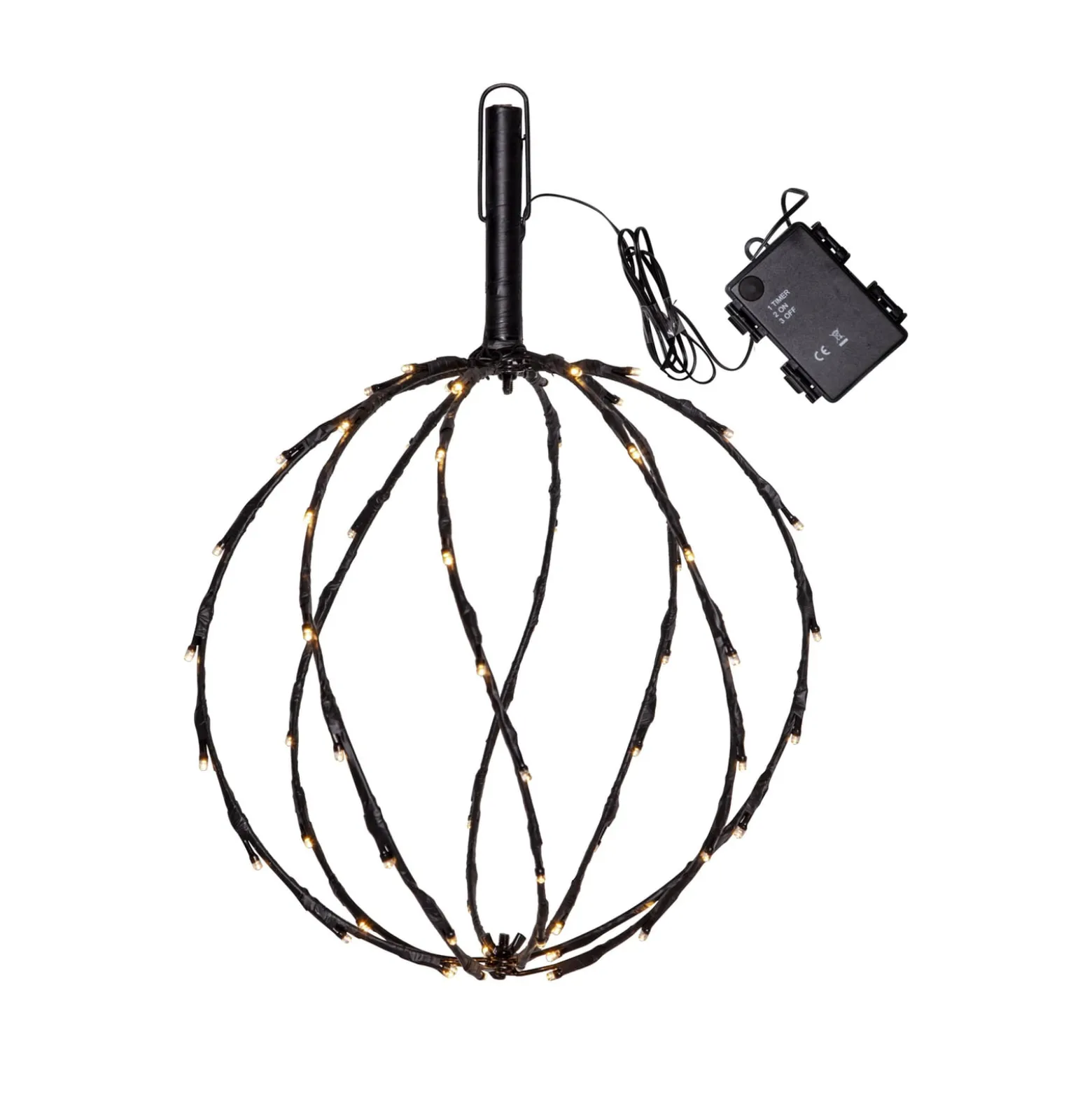 LED-maapiikkivalo Sphere, Ø 30 cm, musta metalliparisto
