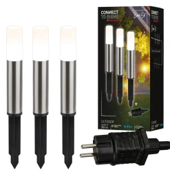 LED-maapiikkivalo 3925032 12V 3x-aloitussarja ruostumaton teräs Ø 4 cm