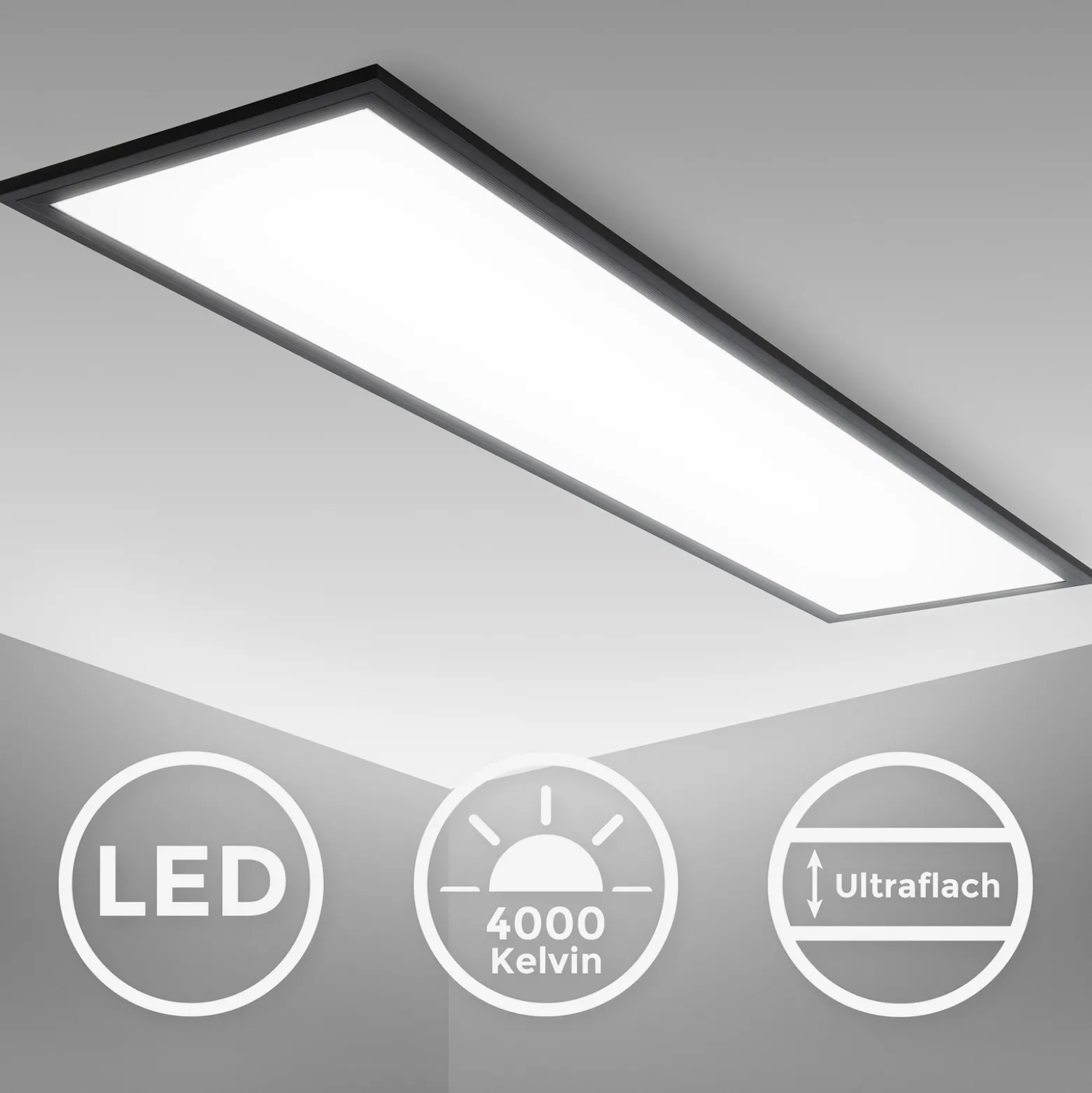 LED-paneeli Odin on/off, 100 x 25 cm, musta, 4 000 K