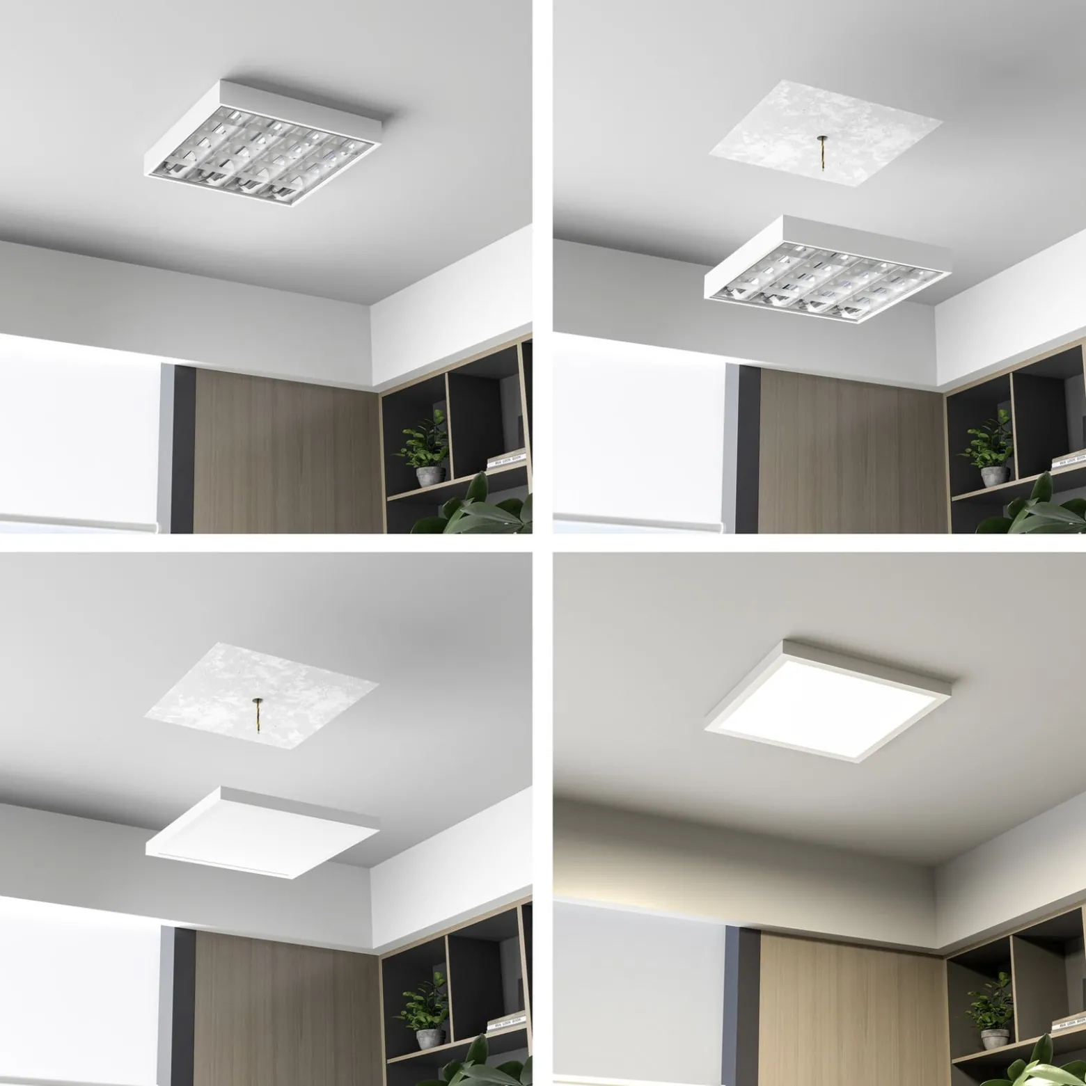 LED-paneeli PRO OFFICE SANO, 63 x 63 cm, DALI, valkoinen metalli CCT