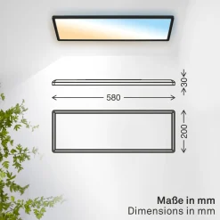 LED-paneeli Shallow kaukosäädin CCT, 58 x 20 cm, musta, taustavalo