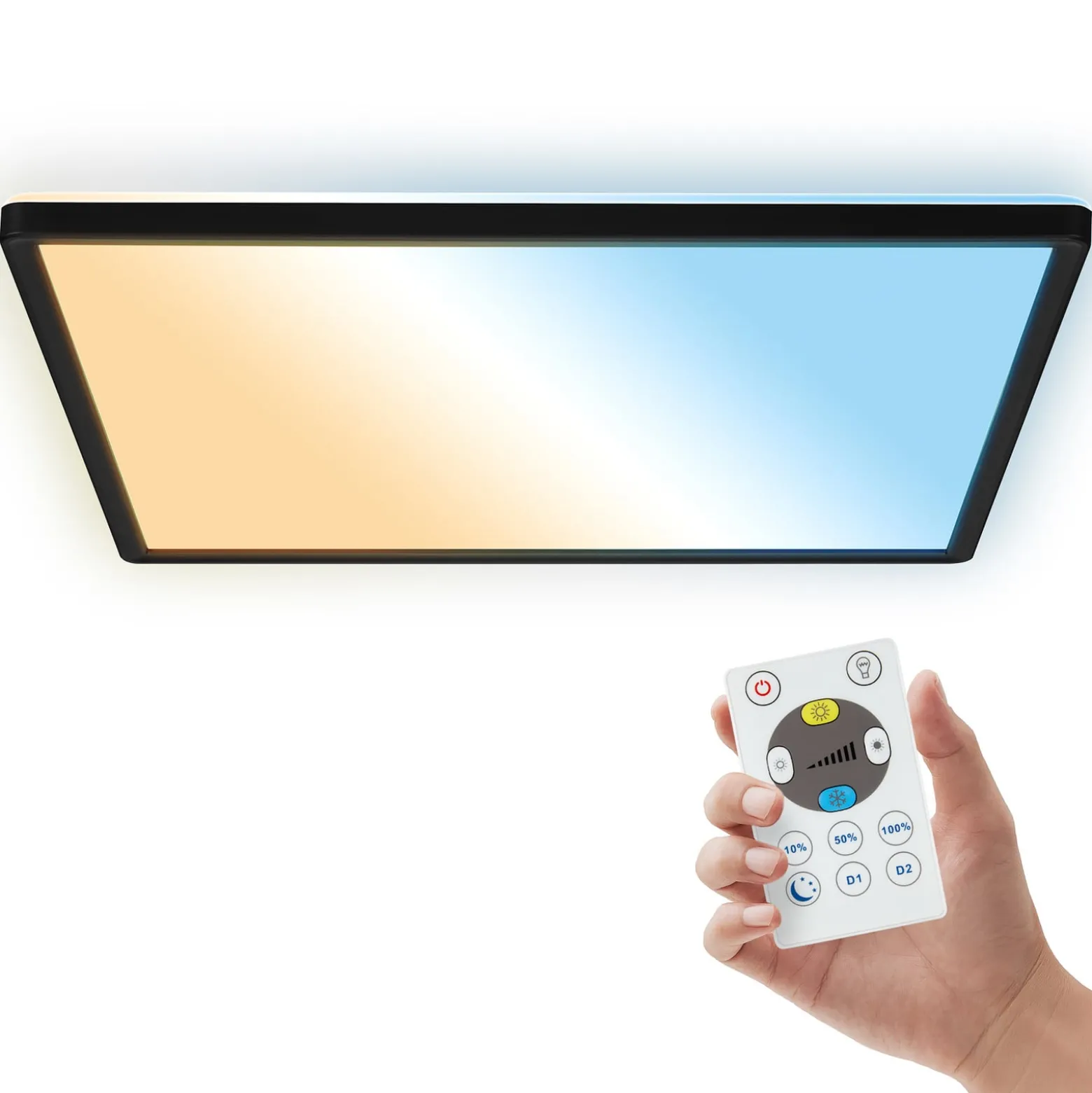 LED-paneeli Shallow kaukosäädin CCT, 42 x 42 cm, musta, taustavalo