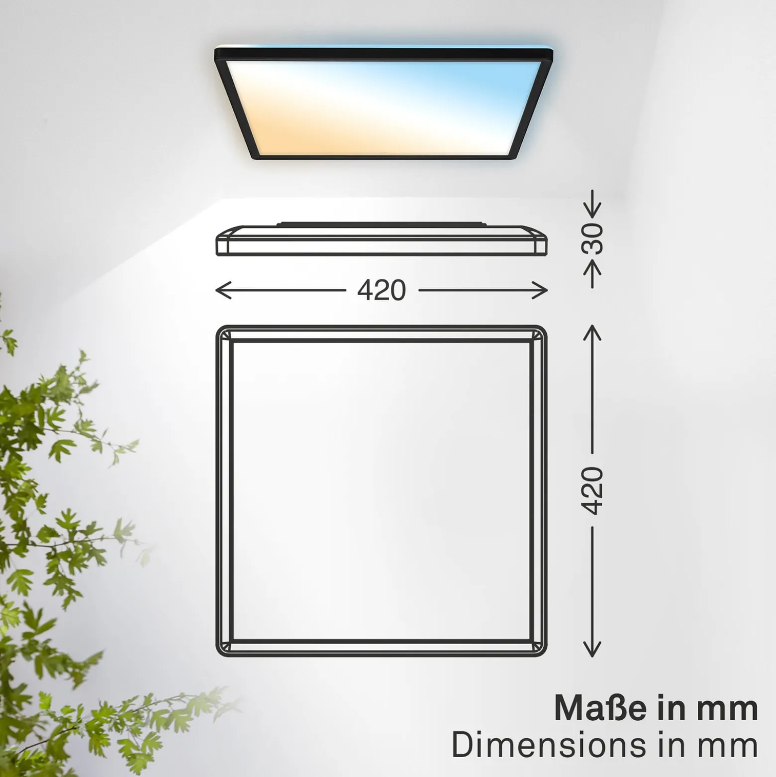 LED-paneeli Shallow kaukosäädin CCT, 42 x 42 cm, musta, taustavalo