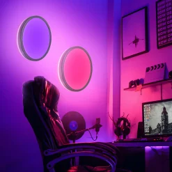 LED-paneeli Slim kaukosäädin RGBW, Ø 29 cm, musta, taustavalo