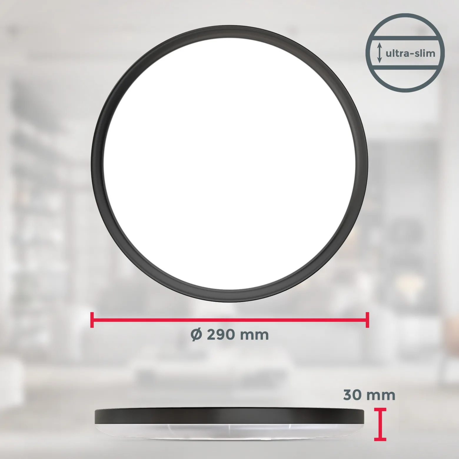 LED-paneeli Slim kaukosäädin RGBW, Ø 29 cm, musta, taustavalo