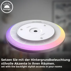 LED-paneeli Slim kaukosäädin RGBW, Ø 29 cm, musta, taustavalo