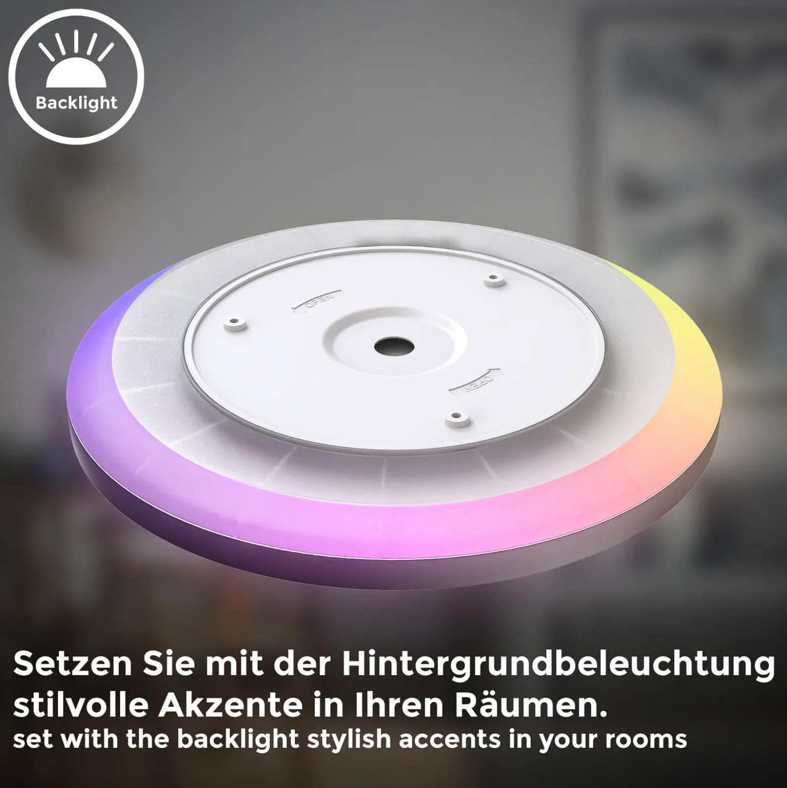 LED-paneeli Slim kaukosäädin RGBW, Ø 29 cm, musta, taustavalo