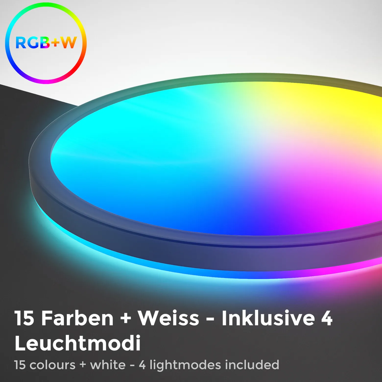 LED-paneeli Slim kaukosäädin RGBW, Ø 29 cm, musta, taustavalo
