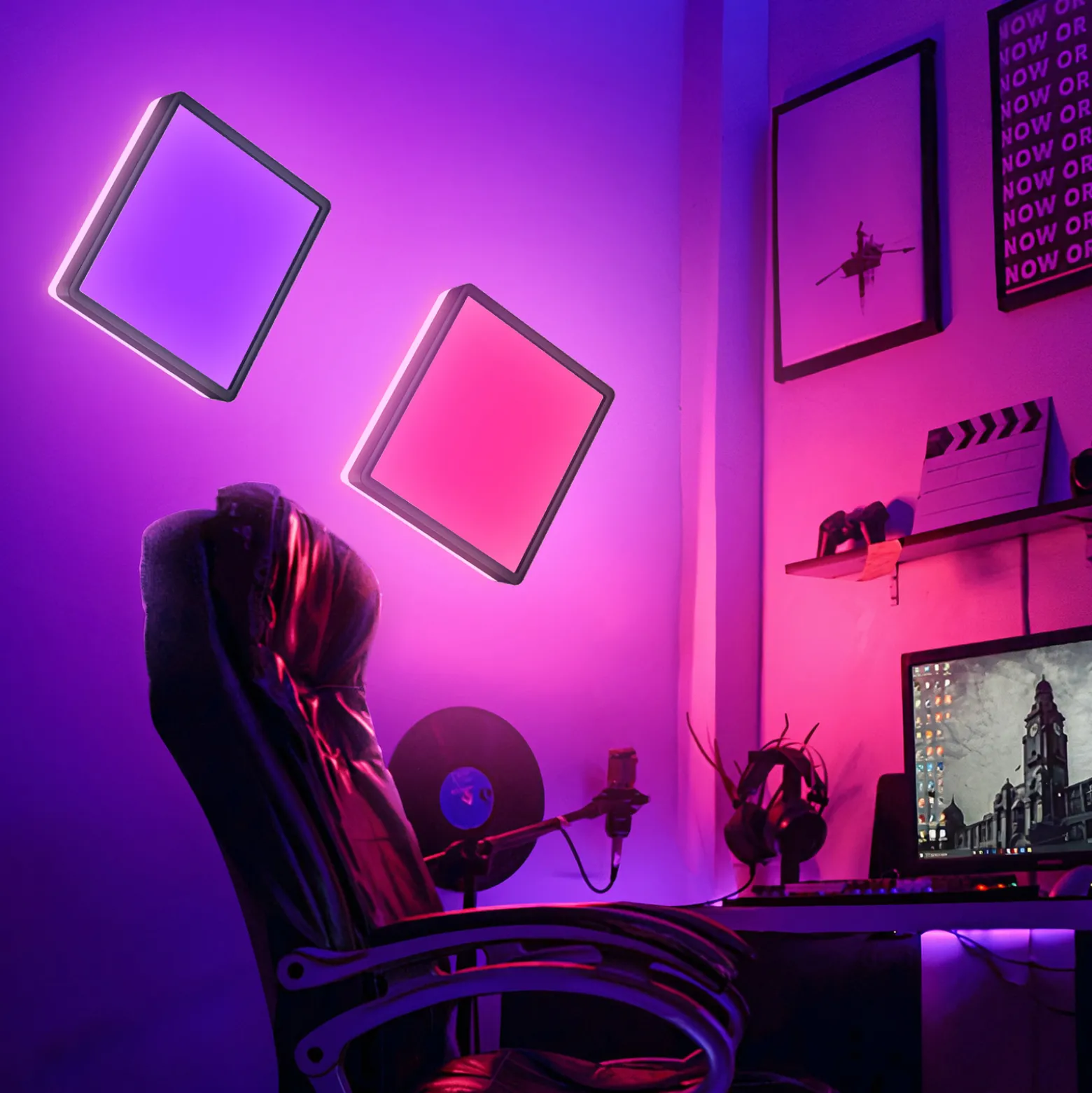 LED-paneeli Slim kaukosäädin RGBW, 29 x 29 cm, musta, taustavalo