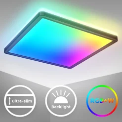 LED-paneeli Slim kaukosäädin RGBW, 29 x 29 cm, musta, taustavalo