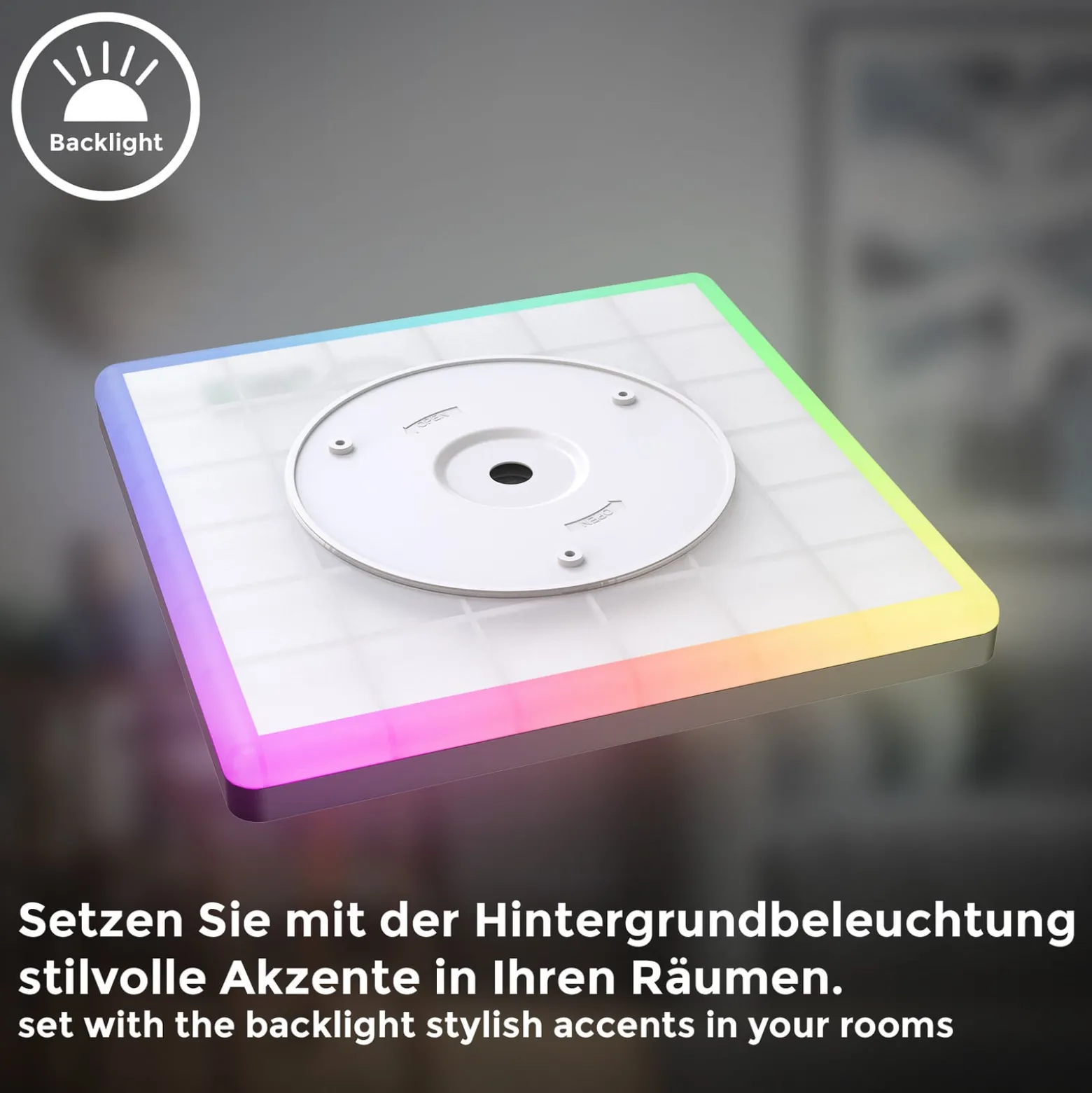 LED-paneeli Slim kaukosäädin RGBW, 29 x 29 cm, musta, taustavalo