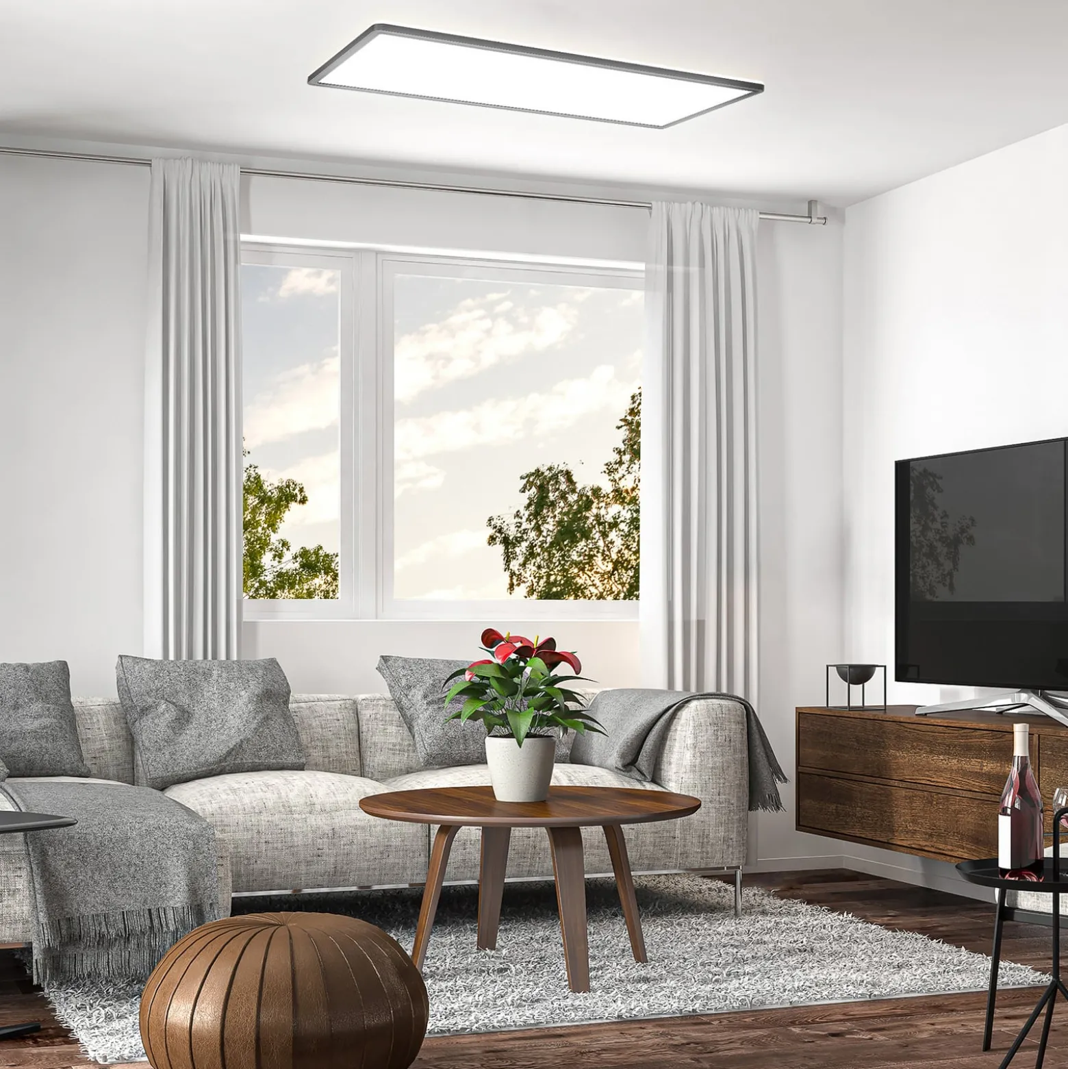 LED-paneeli Slim kaukosäädin RGBW, 58 x 20 cm, musta, taustavalo
