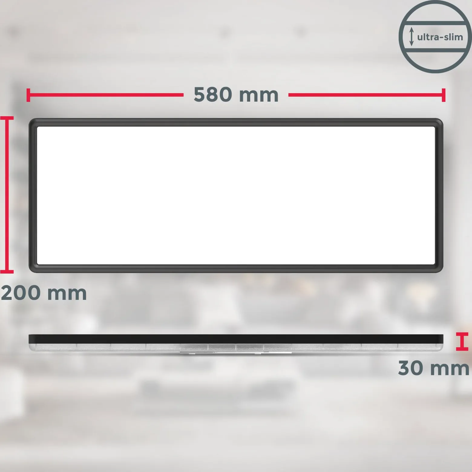 LED-paneeli Slim kaukosäädin RGBW, 58 x 20 cm, musta, taustavalo