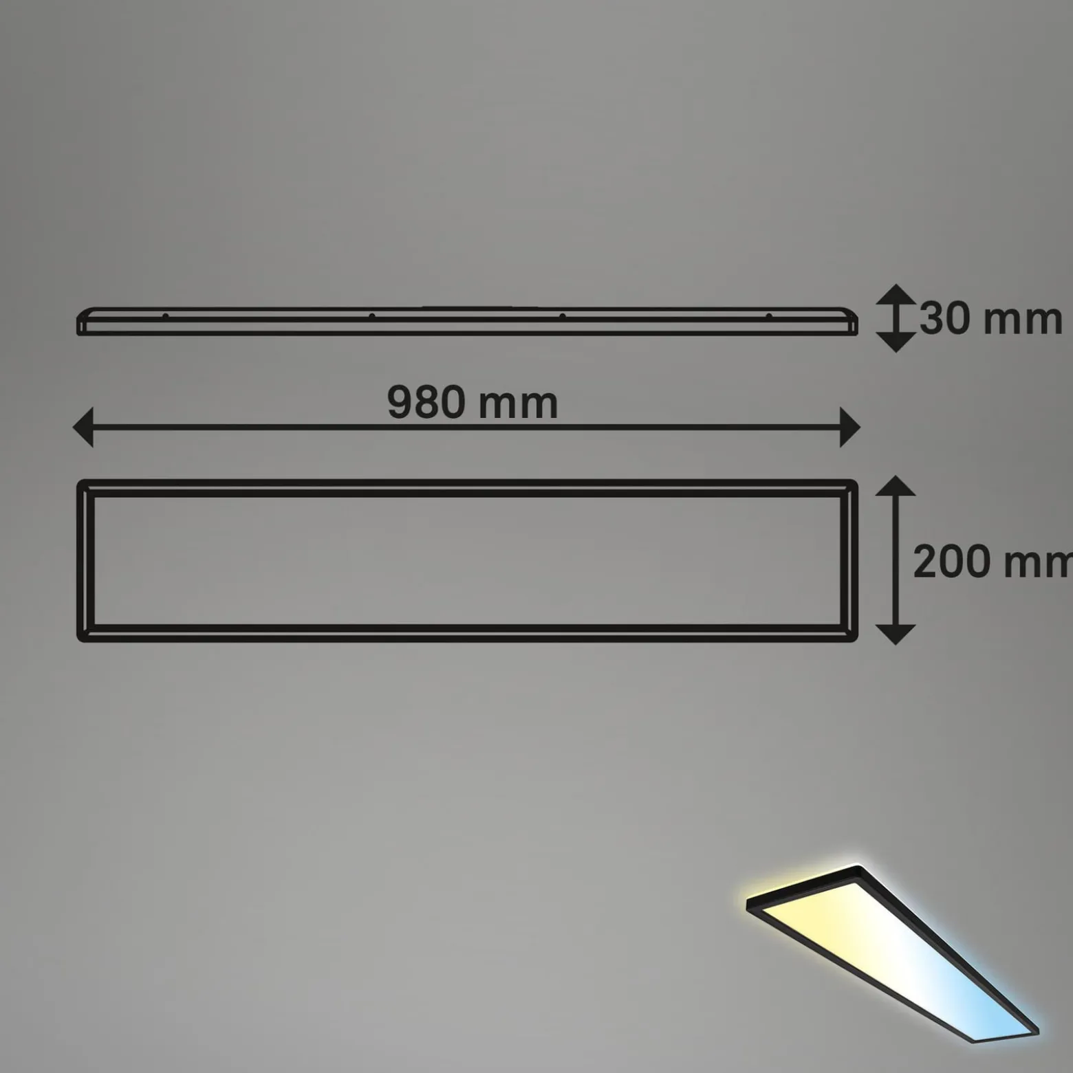 LED-paneeli Tava CCT, musta, 98 x 20 cm, taustavalo muovia