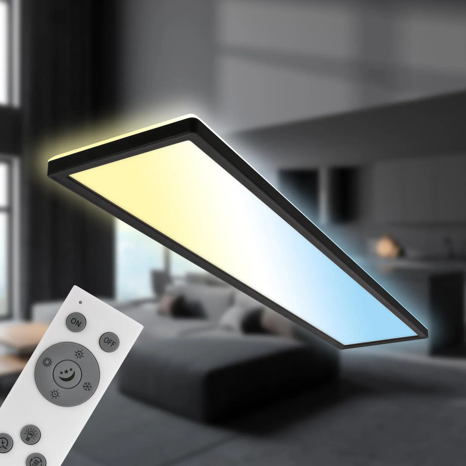 LED-paneeli Tava CCT, musta, 98 x 20 cm, taustavalo muovia